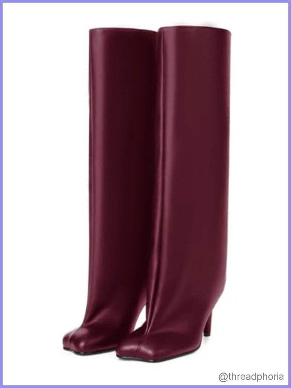 Wide Calf Suede Knee High Stiletto Heel Pull On Boots Women's Square Toe